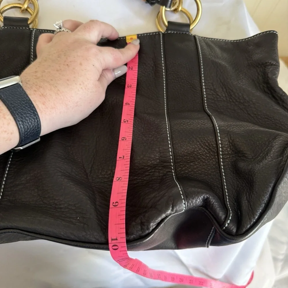 VINTAGE JUICY COUTURE Black Leather Hobo Tote Shoulder Bag Handbag Purse Dustbag